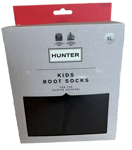 Hunter Original Boot Socks Black Fleece Big Kids Size X-Large Womens S Open Box