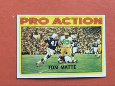1972 Topps Football Tom Matte #131PRO ACTION NR/MINT SHIPS IN NEW TOP LOADER