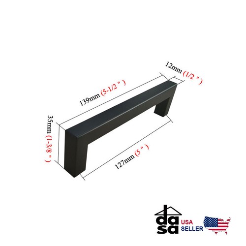 "Barra cuadrada de acero inoxidable negra tira cajón manijas de gabinete tira Ø 1/2" - Imagen 4 de 13
