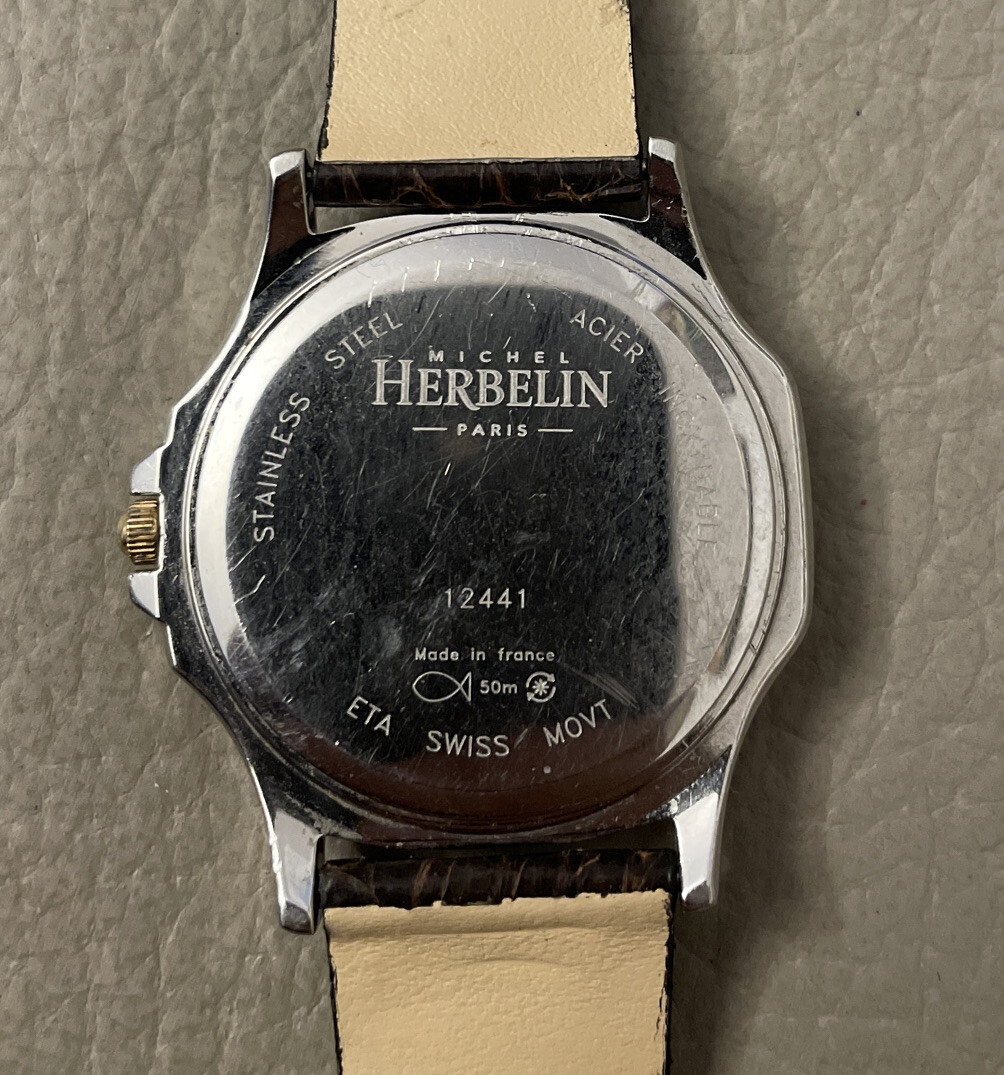 Michel Herbelin Safari クォーツ腕時計 - シンプル＆クラシックデザイン MICHEL HERBELIN SAFARI Two Tone White Dial Roman Numerals Eta