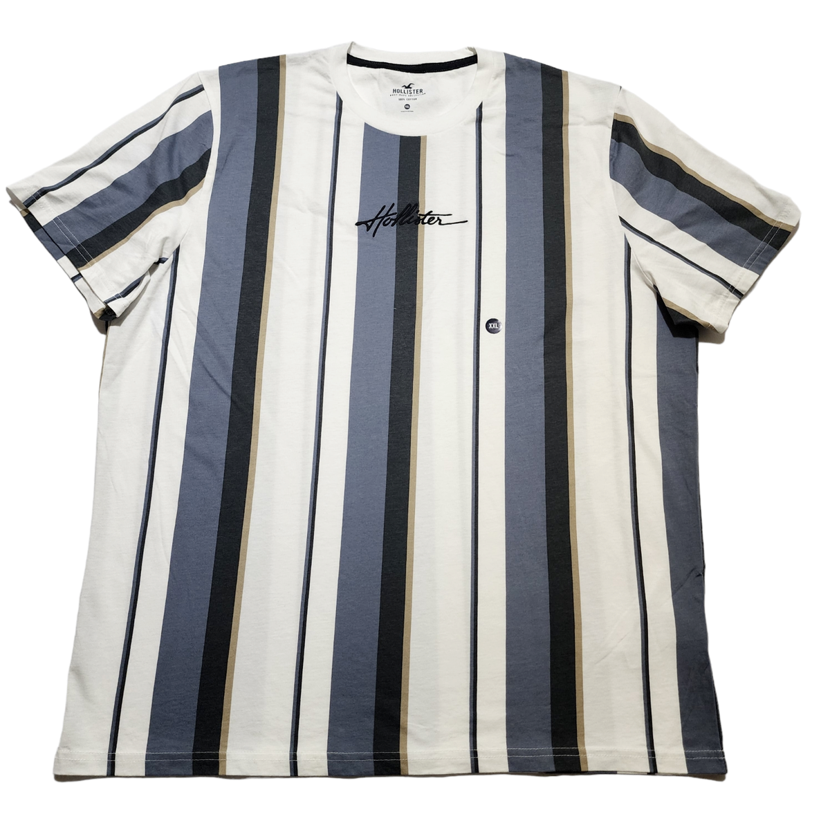 Hollister Men s T Shirt Stripes Embroidered Logo Short Sleeve
