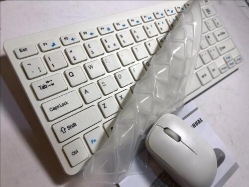 White Wireless MINI UK Keyboard & Mouse Set for Lenovo Ideacentre All In One - Picture 4 of 8