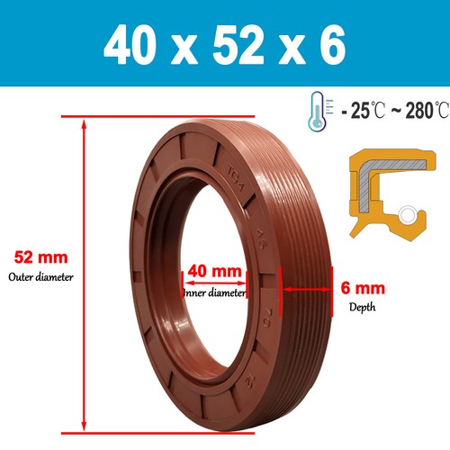 Oil Seal Metric Size Rotary Shaft Seal , 40mm to 45mm Shaft,70 FKM Rubber Brown - Picture 33 of 264