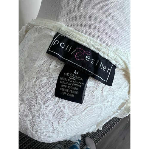 Polly & Esther White Floral Lace Duster Cover Up Long Bell Sleeve Women's M - Foto 7 di 7