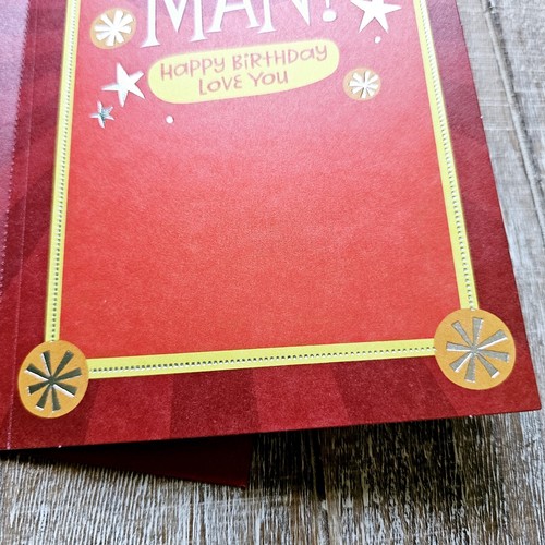 American Greetings Birthday Card For Dad Red Silver Stars You Da Man - Picture 10 of 11
