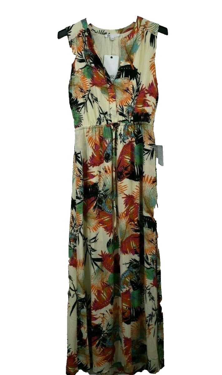 DR2 by Daniel Rainn Womens Antique Ivory Crewneck Sleeveless Tie Maxi Dress  S | eBay