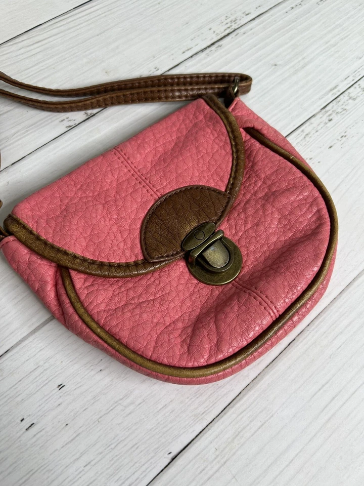 Bolso de mano American Eagle pequeño de cuero marrón rosa bandolera festival Foto 3 de 4