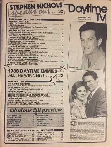 Daytime Tv Soap Opera Magazine Nov 1988 Vol.19 No.6 Collectable - Picture 3 of 4
