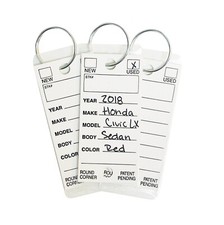 CarBowz Car Dealer Key Tags Self Laminating Round Corner White Color Tough Tags
