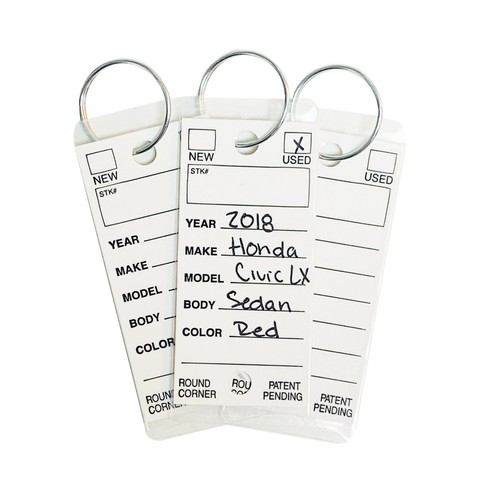 CarBowz Car Dealer Key Tags Self Laminating Round Corner White Color Tough Tags - Picture 1 of 8