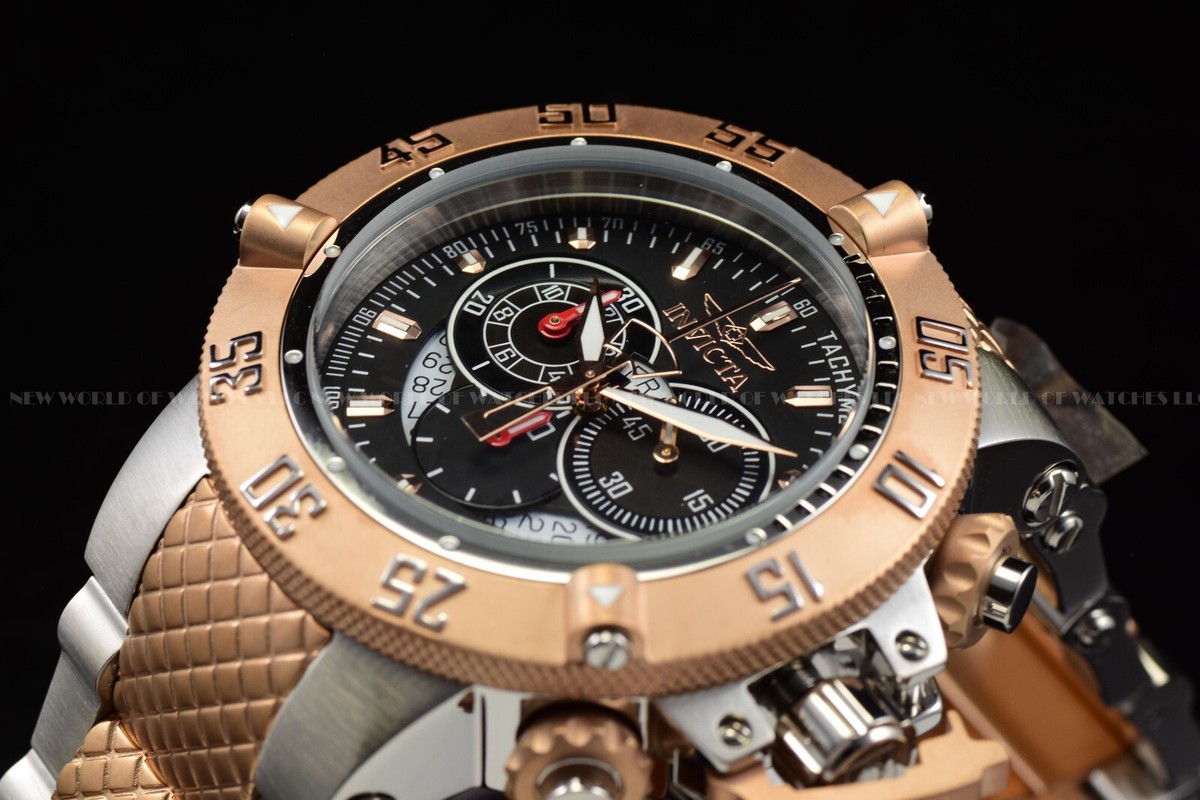 Invicta Men s 50mm Subaqua Swiss Chronograph Silver Rose Gold Bracelet Watch