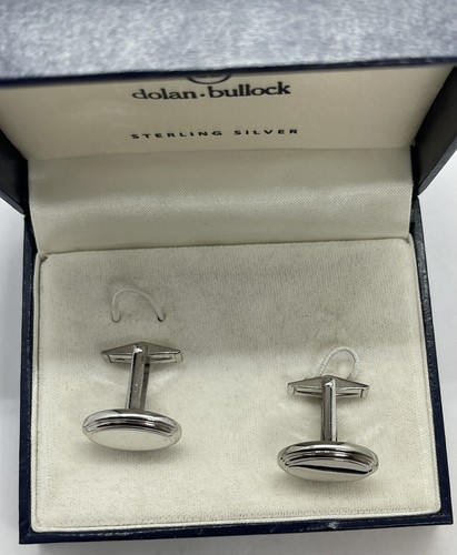 nuevos gemelos ovalados Dolan Bullock plata de ley en caja 8,50 gramos - Imagen 2 de 5