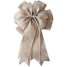 1 Pcs Large Burlap Bow 14.9 x 9 inches Farmhouse Burlap Fabric Bow for Wreath...