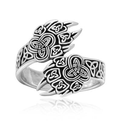 Wolf Bear Claw 925 Sterling Silver Ring Celtic Jewelry Triqueta Viking Paw