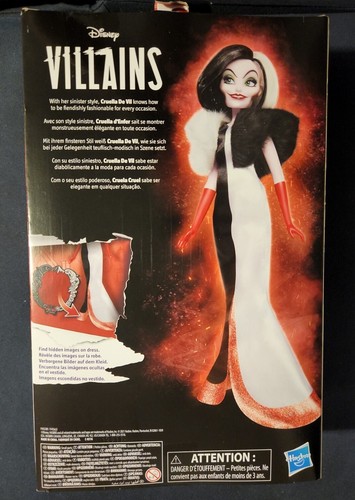 NEW Disney Villains Hasbro CRUELLA DE VIL Fashion Doll BRAND 2022 Factory Sealed - Picture 3 of 7