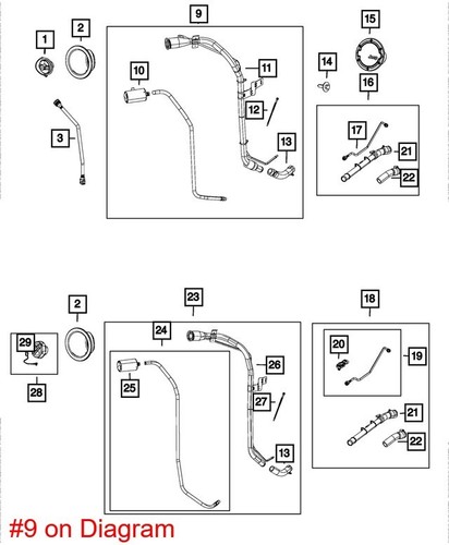 NEW OEM Mopar Fuel Tank Filler Neck Tube 52059821AS Jeep Wrangler 2007-2017 - Picture 3 of 6