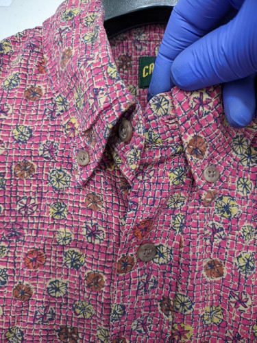 Cambridge Classics Shirt Mens XL Red Button Down Floral Geometric Cotton VTG 90s - Picture 7 of 15