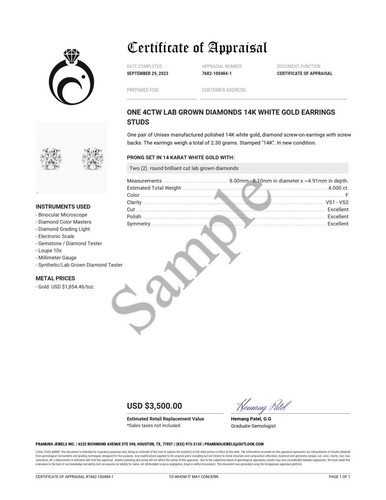 1,5 kt F VS runde Lab Created gewachsene Diamanten Ohrringe 14 K Gelbgold Schraubverschluss - Bild 4 von 4