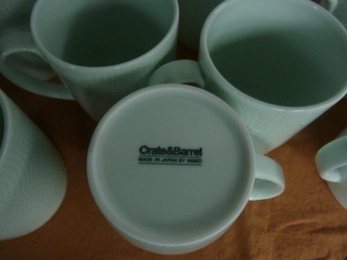 Crate & Barrel Nikko Celadon Edokomon Dot Pinwheel Coffee Cups LOT OF 10 NWOT - Picture 5 of 5
