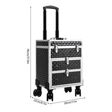 Professional Makeup Case Rolling Cosmetology Case with Sliding Drawers Black US