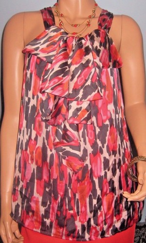 Adiva~Red~Navy~Blouse~Cascading Neckline~NWT~size X-Large! - Bild 6 von 7