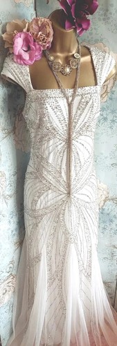 joanna hope White Bride wedding lace beaded Evening gatsby occasion dress 14 16 - Picture 13 of 23