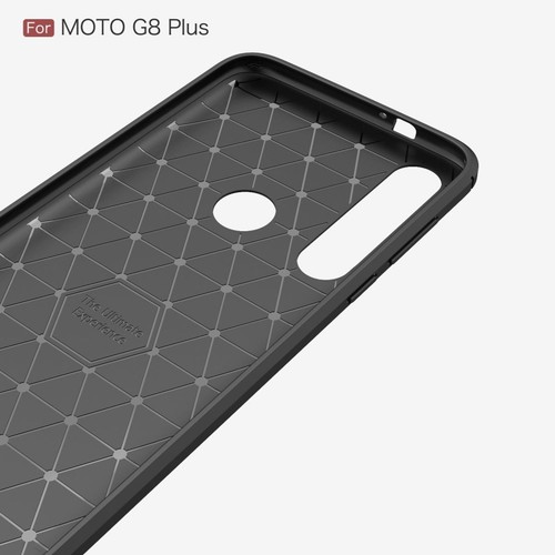 Etui na telefon komórkowy Ochrona Case do Motorola G8 Plus Cover Bumper Wygląd włókna węglowego TPU Szary - Zdjęcie 4 z 7
