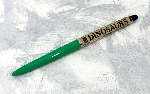 Green Souvenir Floaty Pen Dinosaurs Image of Dinosaur Floats Writes Blue Vintage