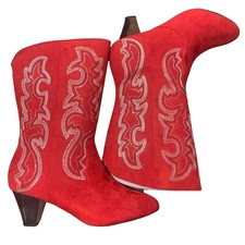 Joan Boyce Red Bling Embellished Cowboy Boots