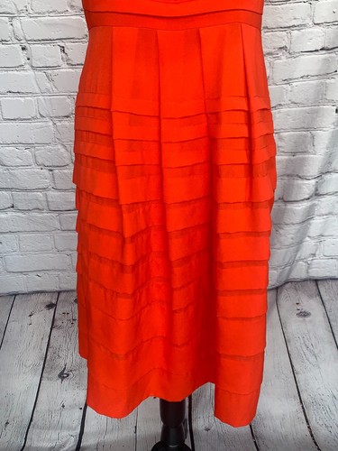 Anthropologie Tangelo Dress by Eva Franco Orange Pleated Criss Cross Side Zip 10 - Picture 8 of 20