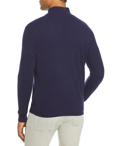 $198 Bloomingdale's Men's Store,Half-Zip Cashmere Suede Trim Sweater, Purple,XXL - Picture 2 of 6