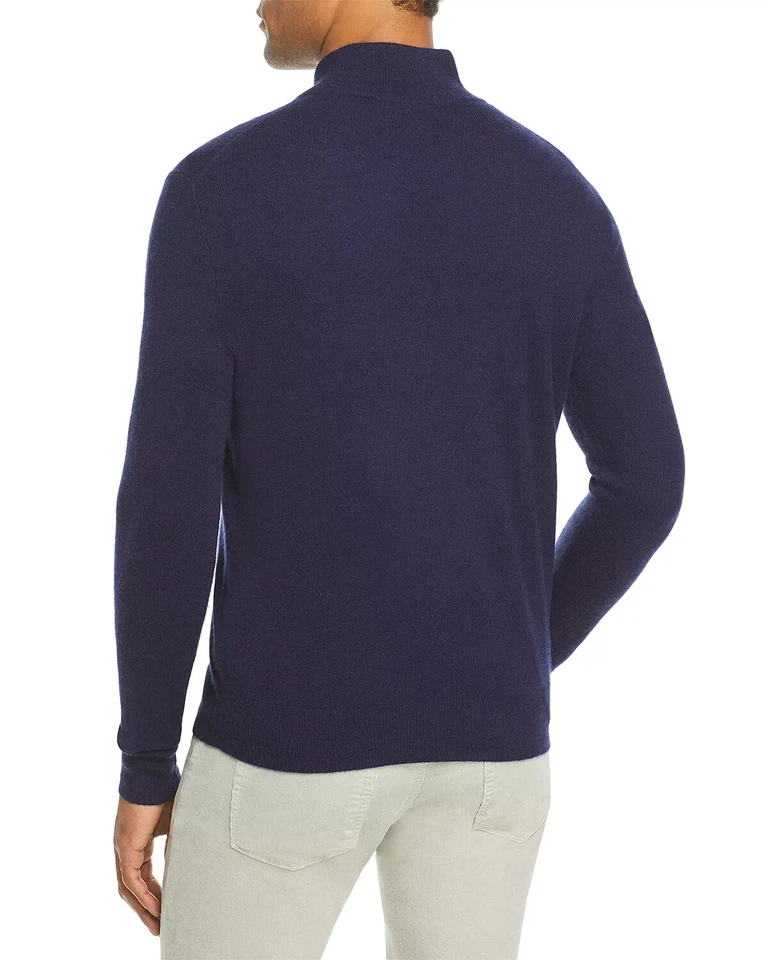 $198 Bloomingdale's Men's Store,Half-Zip Cashmere Suede Trim Sweater, Purple,XXL - Image 2 of 4