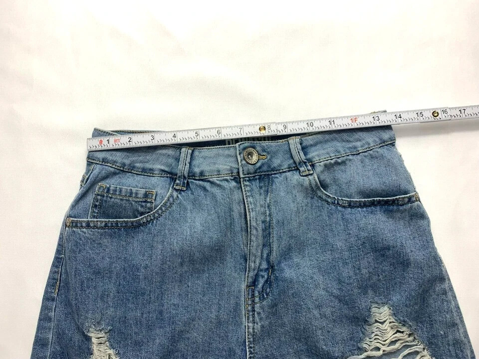 Rewash Womens Shorts SZ 5/27 Blue Denim High Rise Distressed Cut Off's Shorts