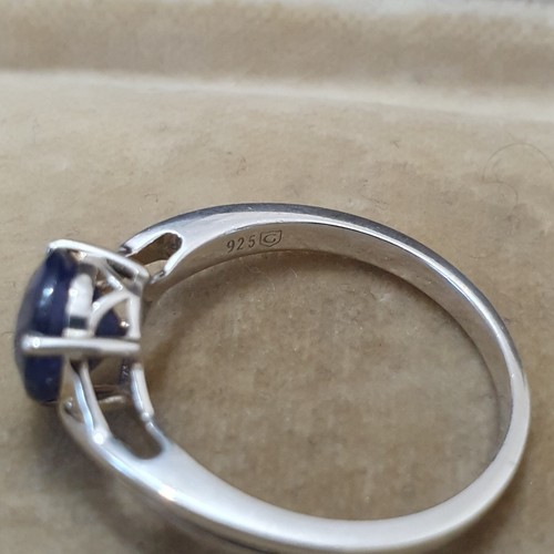 925 Sterling Silver Ring, Natural Sapphire Ring, Size P.5 US 7.75, Teardrop - Picture 8 of 9