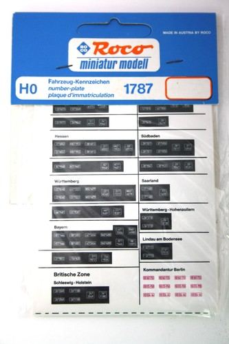 Roco 1787 H0 Vehicle License Plate Number Plate Plaque D'Immatriculation Original Packaging NOS - Picture 1 of 2