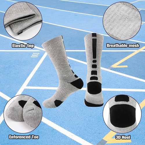 Boys Sock Basketball Soccer Hiking Ski Athletic Outdoor Sports Thick Calf High C - Picture 3 of 5