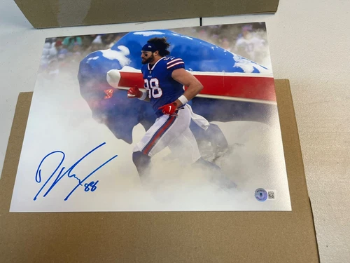BUFFALO BILLS DAWSON KNOX #88 SIGNED 11x14 PHOTO TE Entrance Smoke Pose beckett