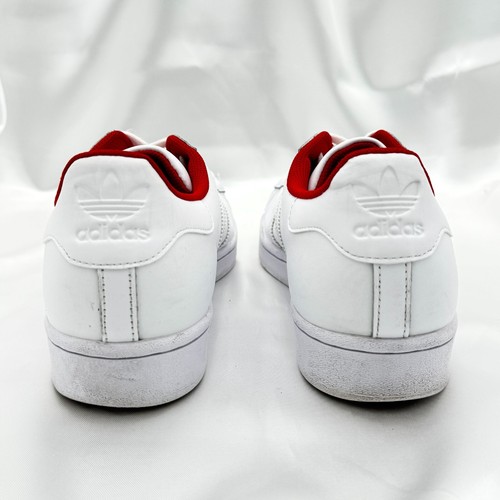 Adidas Superstar Trefoil Print White Scarlet Leather Men's Sz 12 Sneakers FY2828 - Picture 3 of 12