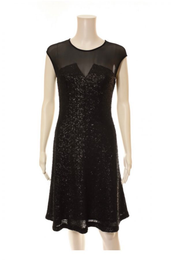CALVIN KLEIN sleeveless solid black sequin dress … - image 1