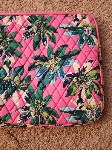 Vera Bradley Laptop Sleeve Case Pink With Green Flowers - Picture 2 of 9