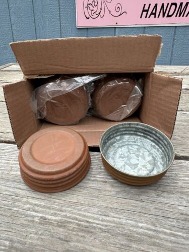 24 Rustic Rusted Mason Jar Pewter Lids Candles HD Quality Primative Farmhouse - Picture 4 of 4