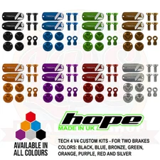 Hope Tech 4 V4 Brake Custom Kit - Lids Bore Caps Banjo Adj Screws All Colors New