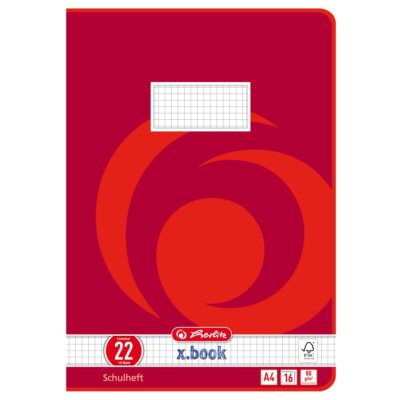 Herlitz Schulheft Heft x.book A4 Lineatur 22 / kariert ohne Rand / 16 Blatt