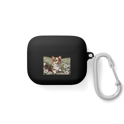 AirPods and AirPods Pro Case Cover with corgi in daisies embroidery patch style - Picture 10 of 41