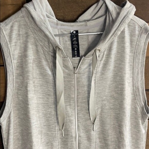 Yogalicious Yoga sportliche lange Weste Jacke mit Kapuze Sweatshirt meliert grau GR M - Bild 4 von 9