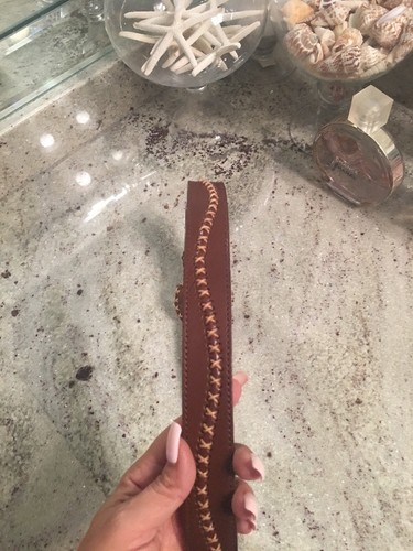 Belts Womens Fossil Belt Size M Vine Genuine Leather Belt Brown Braided - Picture 4 of 9