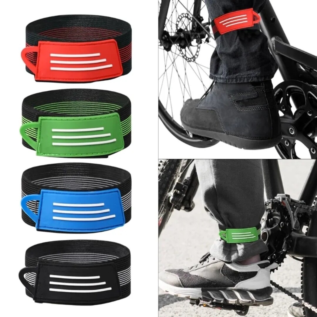 BIKE TROUSER CLIPS BANDS HOOK LOOP REFLECTIVE UNIVERSAL TOUGH