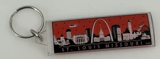 St. Louis Missouri Red & Black Acrylic Souvenir Keychain Key Ring Fob