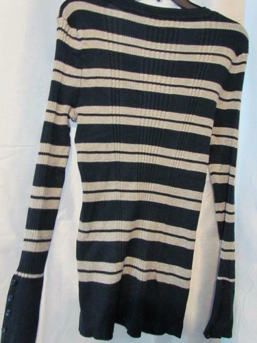 NWT Hooked Up Striped Sweater Lagoon Combo Dark Blue Heather  Sz S L XL  Org $34 - Picture 4 of 5