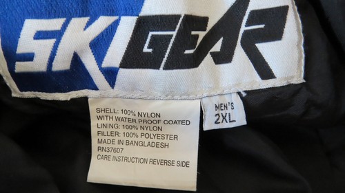 SKI GEAR BLACK SNOW PANTS Men's 2XL Nylon Lightly Padded Zip Pockets XXL skigear - Picture 3 of 10
